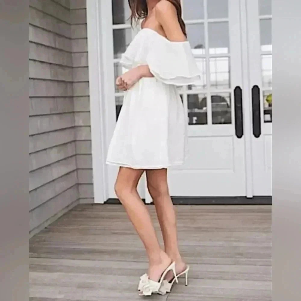 Something Navy Women's white‎  Dress Sz L
